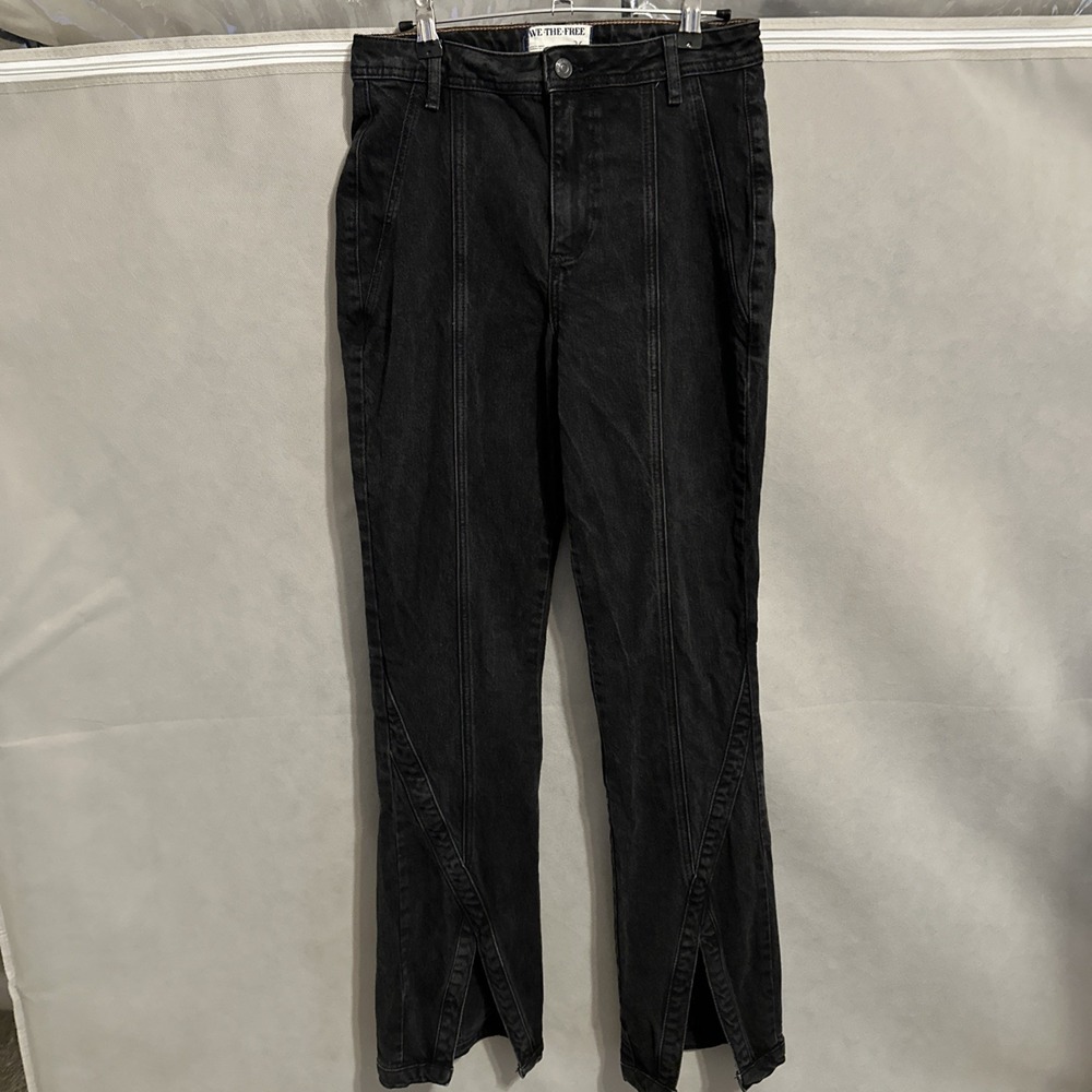 We The Free Free People Curvy Black Flare High Rise Jeans Size 26 Boho Inseam 32